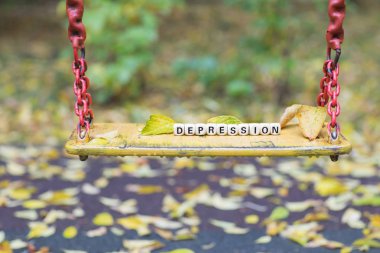 Word ahşap harflerden oluşan depresyon.