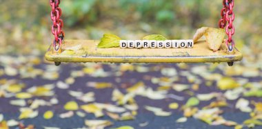 Word ahşap harflerden oluşan depresyon.