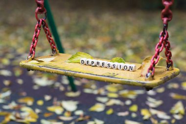 Word ahşap harflerden oluşan depresyon.