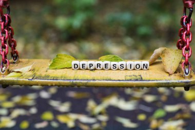 Word ahşap harflerden oluşan depresyon.