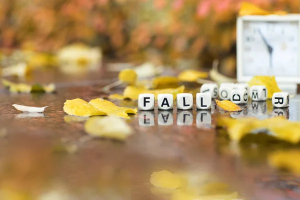 Word FALL se compone de letras de madera . — Foto de Stock