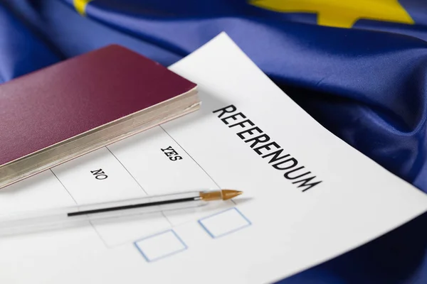 Word Focus Het Stembiljet Van Een Referendum Closeup — Stockfoto