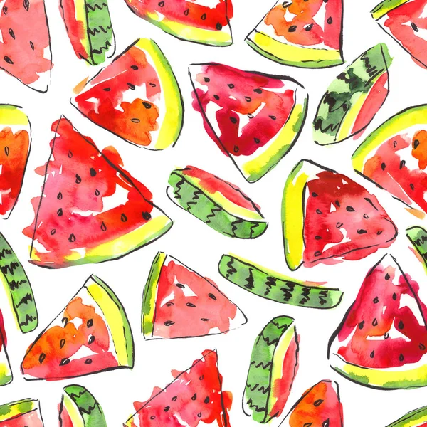 Patrón de sandía, humor de verano de frutas, ilustración jugosa — Foto de Stock
