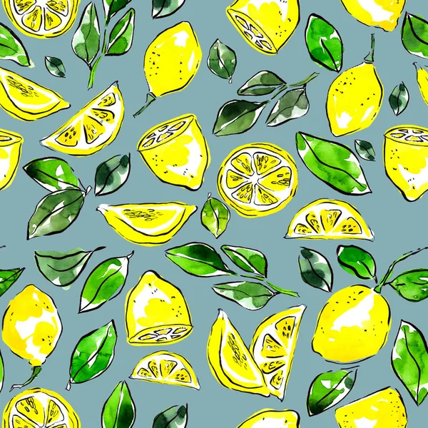 Patrón de limones. Diseño de toalla de té, decoración de la cocina, servilleta. Ilustración perfecta. Humor de verano . — Foto de Stock