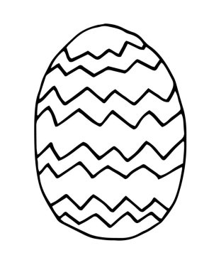 Egg with zigzag pattern, line art, hand drawn illustration. Coloring page, greeting card design. happy easter. clipart
