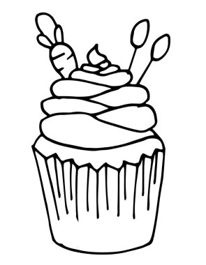 Paskalya çöreği ana hatları vektör çizimi. Boyama sayfası. Paskalya dekoru. tebrik kartı tasarımı.