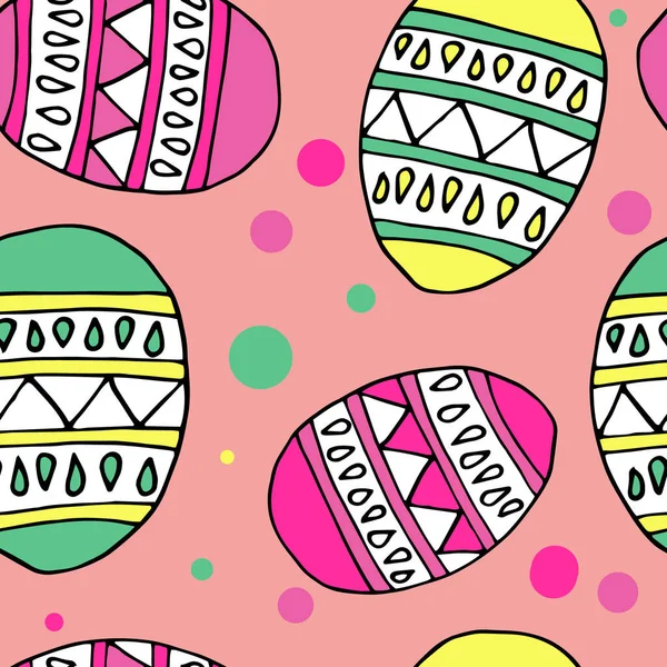 Seamless Pattern Egg Easter Illustration Pink Background Wrapp Fabric Design — Stock Vector