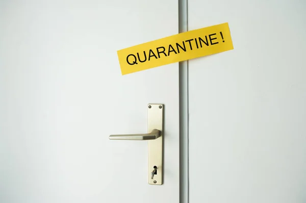 Quarantine Virus Locked Room White Closed Door Worldwide Pandemic Security — Stock Photo, Image