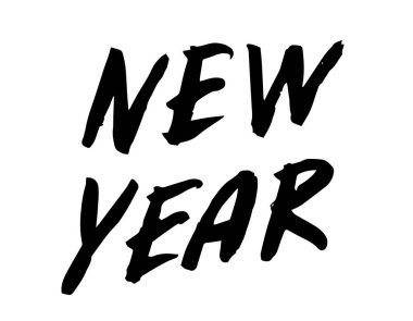 Yeni yıl fırça el yazısı, beyaz arka planda izole. Vektör illüstrasyonu.