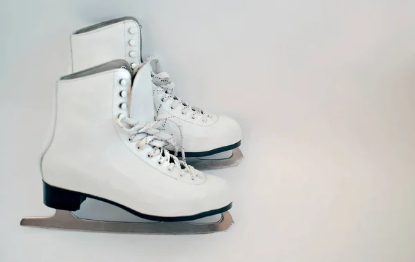 Ice Skates Figure Skating White Background Copy Space — 스톡 사진