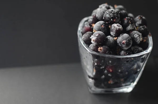 Frozen Blackcurrant Close Dark Background — Stock Photo, Image