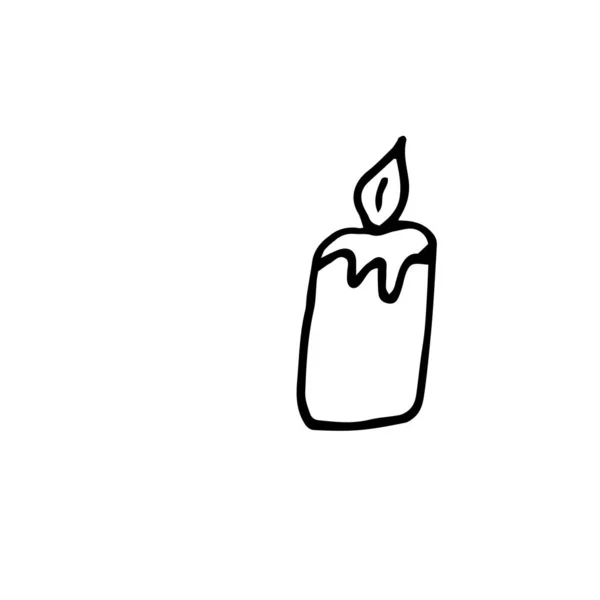 Single Hand Drawn Candle Doodle Vector Illustration Winter Element Greeting — ストックベクタ