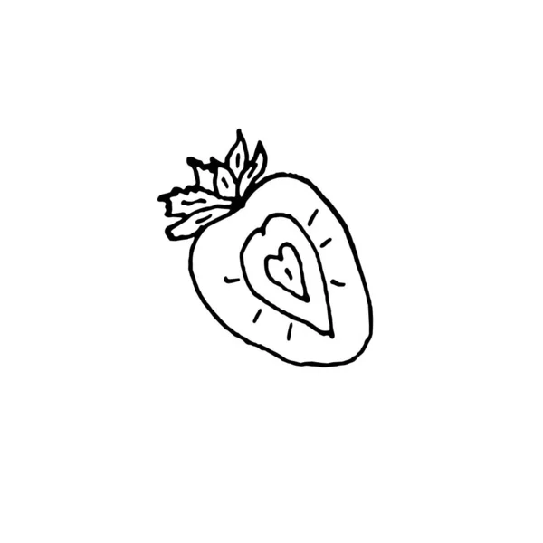 Fragole Disegnate Mano Isolate Fondo Bianco Illustrazione Vettoriale Doodle — Vettoriale Stock