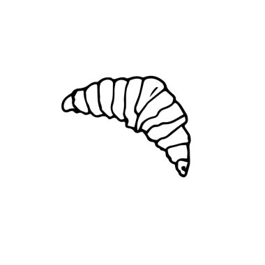 El yapımı kruvasan. Doodle vektör illüstrasyonu.