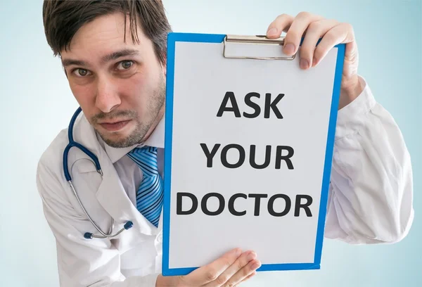 Doctor is giving advice to ask your doctor for help.