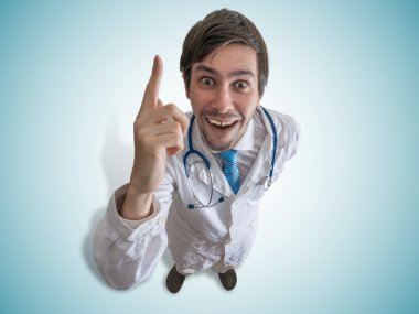 Mutlu bir doktor var bir fikir ve Beklemeler parmak.