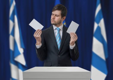 Seçim Yunanistan. Kararsız seçmen karar verme.
