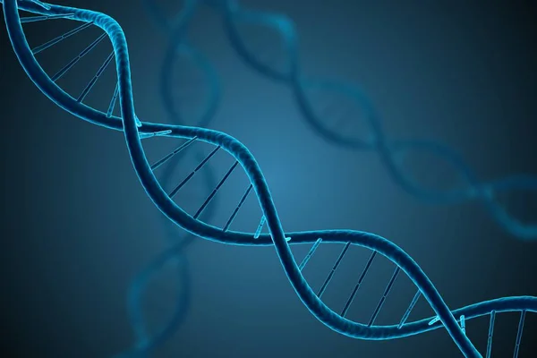 3D utsmält illustration av glödande Dna-molekylen. Genetik och mikrobiologi koncept. — Stockfoto