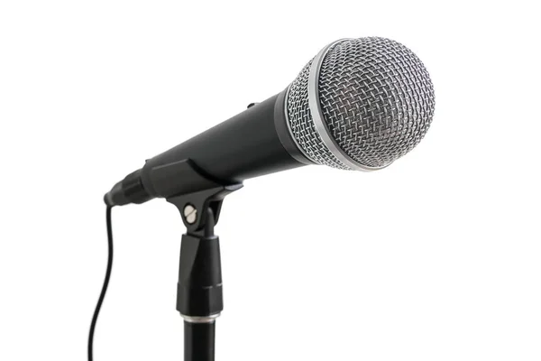 Microfono sul supporto isolato su sfondo bianco . — Foto Stock