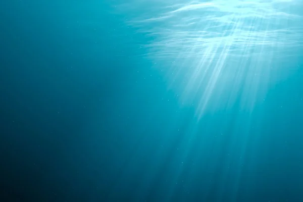 Fondo submarino. Rayos de luz bajo el agua. Ilustración 3D renderizada . —  Fotos de Stock
