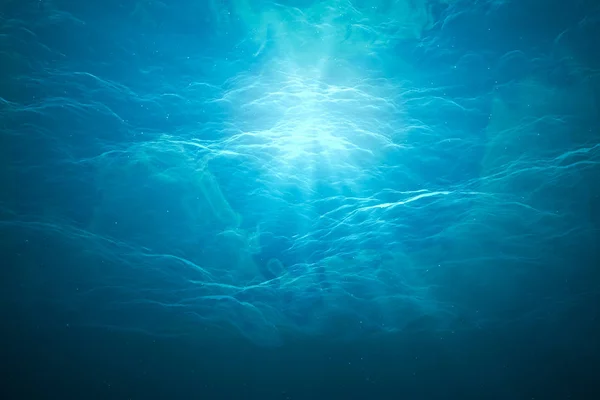 Ilustración 3D de los rayos solares bajo el agua. Fondo submarino . —  Fotos de Stock