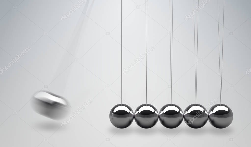 3D rendered illustration of Newtons cradle - balancing balls.