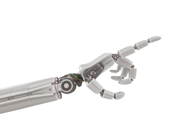 Роботизированная пластиковая рука на белом фоне. 3D-рендеринг . — стоковое фото