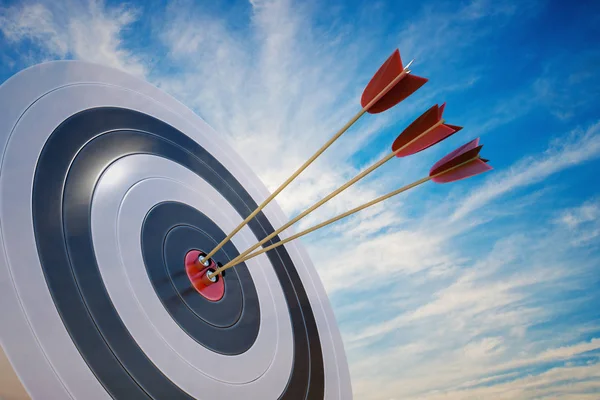 3D rendered illustration of target with arrows. — Stock Photo, Image