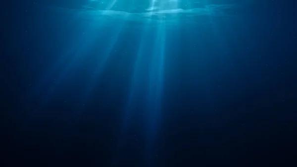 Ilustración 3D de rayos de luz solar bajo el agua . —  Fotos de Stock