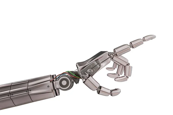 Roboterhand aus Metall isoliert auf weißem Hintergrund. 3D gerenderte Illustration. — Stockfoto
