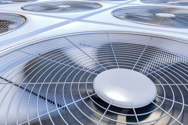 Vista ravvicinata sulle unità HVAC (riscaldamento, ventilazione e aria condizionata). Illustrazione resa 3D . — Foto Stock