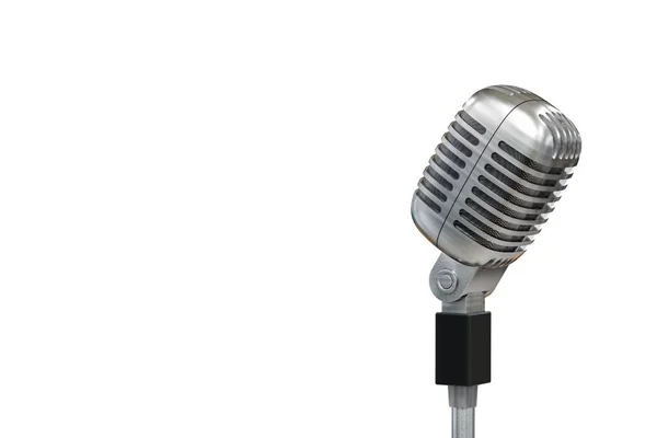 Illustration en 3D du microphone rétro argenté. Isolé le — Photo
