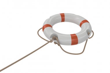 Beyaz hayat şamandıra 3D render Illustration. Beyaz b izole