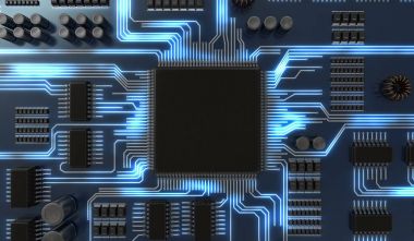 3D işlenmiş illüstrasyon işlemci veya elektronik üzerinde mikroçip