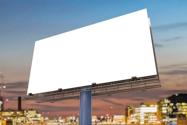 Large billboard against sky at sunset. 3D rendered illustration. — Stock Photo, Image