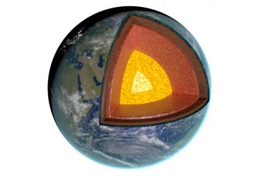 Toprak katmanları ve yapısı. Beyaz arka plan üzerinde izole. 3D ren