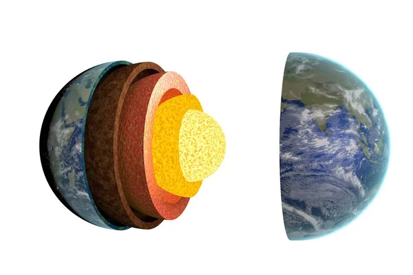 地球の層と構造。白い背景上に分離。3 d レン — ストック写真