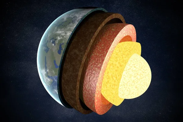 Jorden-lager och struktur. 3D utsmält illustration. — Stockfoto
