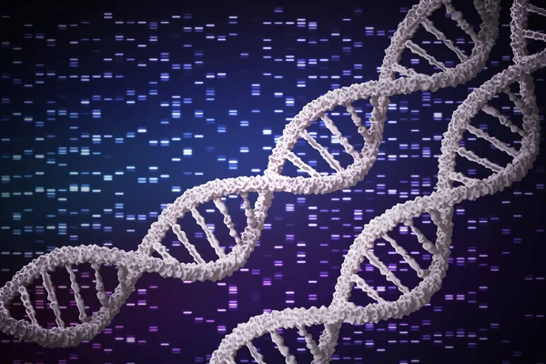 Concepto de análisis genético. Molécula de ADN y secuencia del genoma en ba —  Fotos de Stock