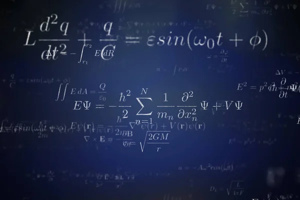 Antecedentes de muchas ecuaciones físicas y fórmulas. 3D renderizado — Foto de Stock