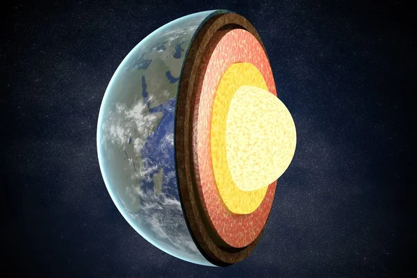 Toprak katmanları ve yapısı. 3D render illüstrasyon.