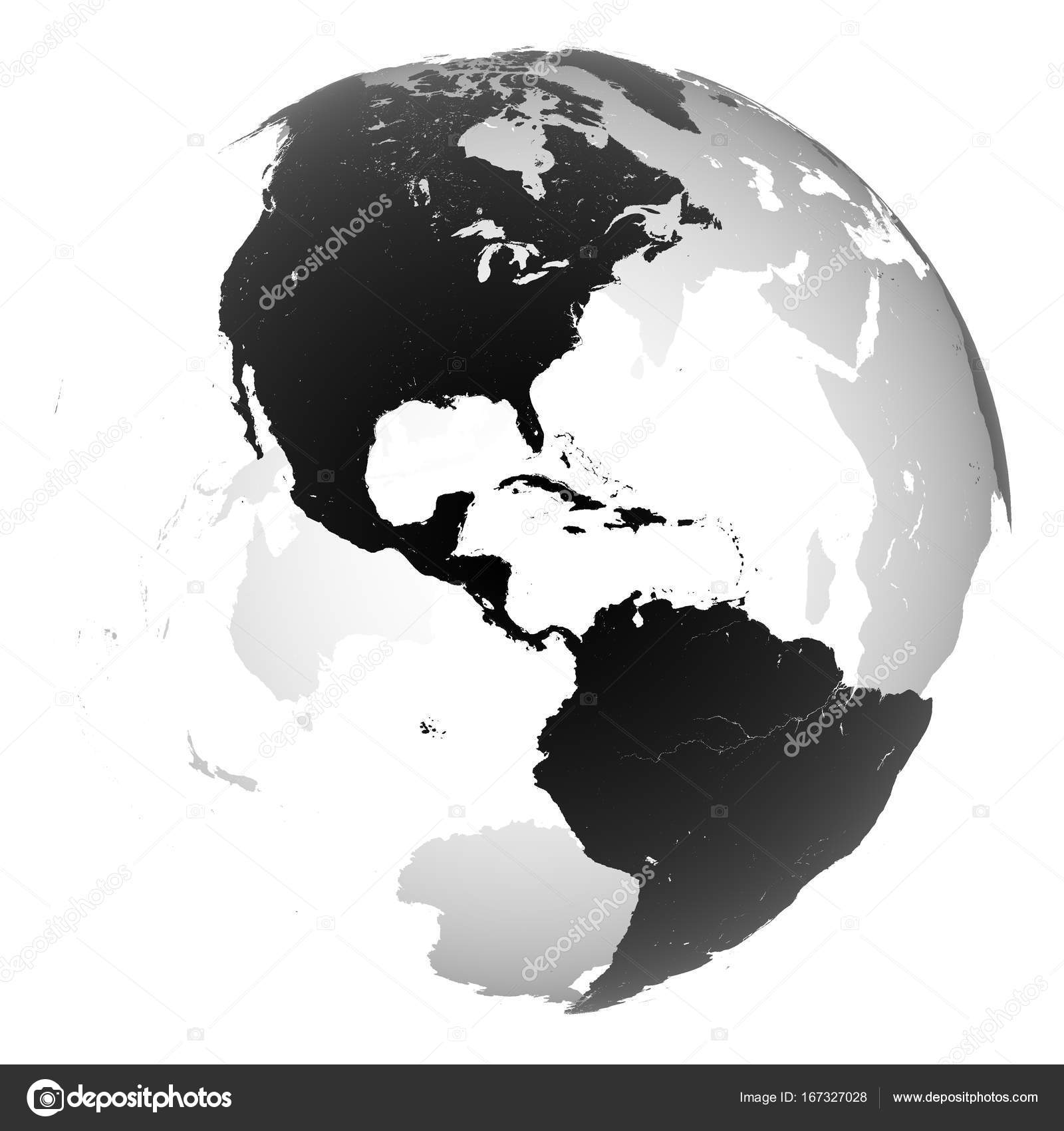 Plan¨te terre Illustration de noir et blanc du globe — Image de vchalup2