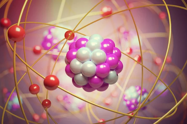 Elementary particles in atom. Physics concept. 3D rendered illus — Stock Photo, Image