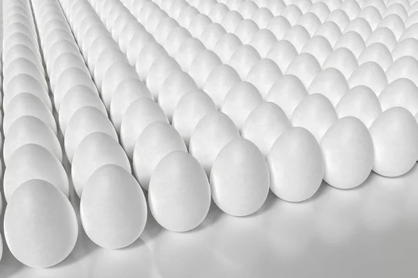 Many white eggs in array. 3D rendered illustration. — Stock Photo, Image