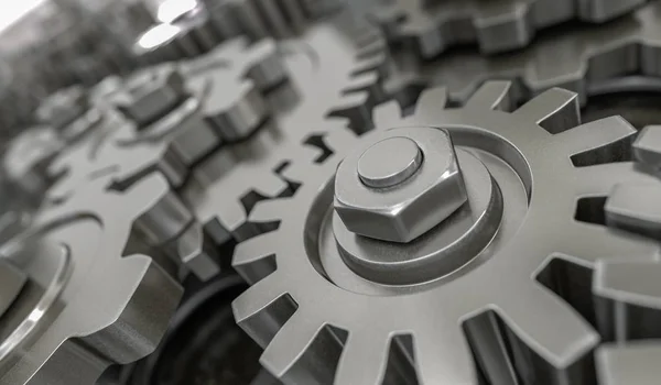 3D rendered illustration of metallic gears and cogs. — Stock Photo, Image