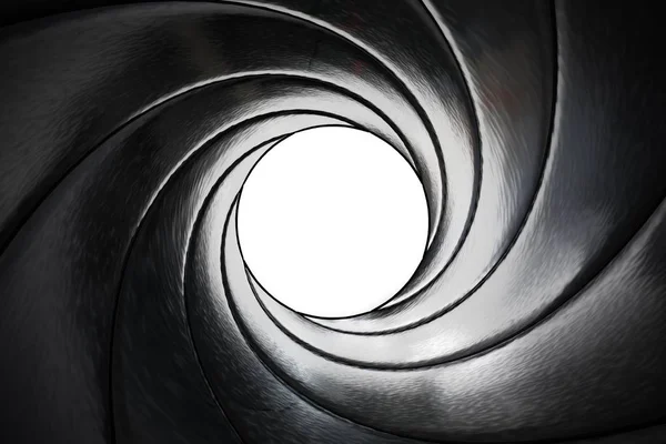 View through twisted gun barrel. 3D rendered illustration. — Stock Photo, Image