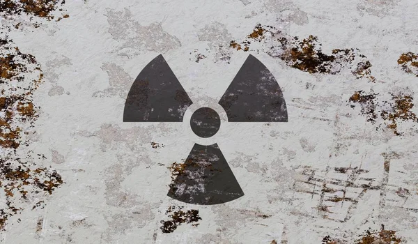 Nuclear and radioactive symbol on grunge background. 3D rendered