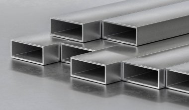 Çelik metal çubuklar. Metalurji Sanayi kavramı. 3D render illus