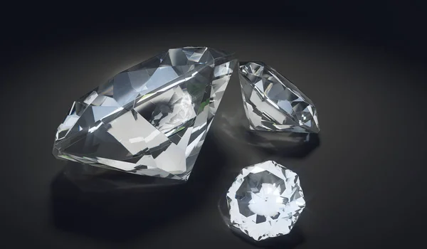 Diamantes de lujo sobre fondo negro. Ilustración 3D renderizada . — Foto de Stock