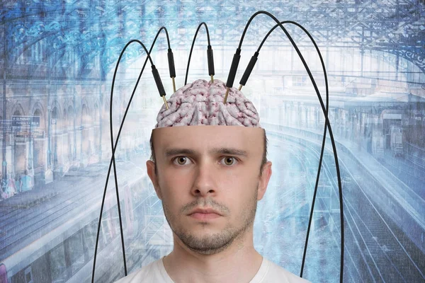 Νευρολογία και εγκέφαλος ερευνητική έννοια. Ανασυγκρότηση της μνή — Φωτογραφία Αρχείου